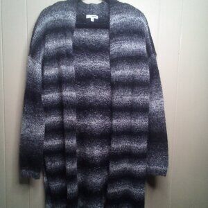 Sonoma Open Cardigan Sweater M Long Sleeve Black White